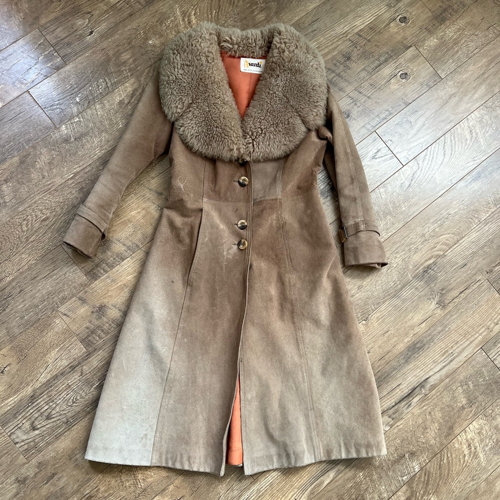 Vintage Brown Shearling suede Coat